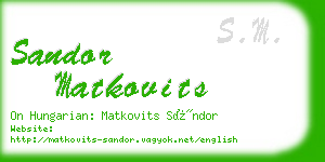 sandor matkovits business card